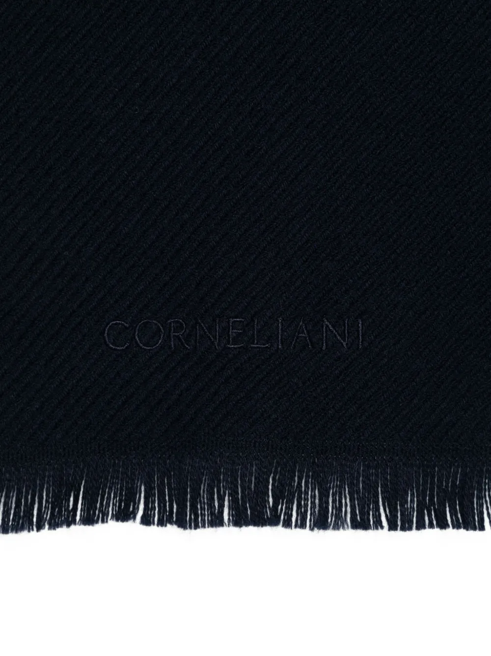 Corneliani herringbone-pattern fringed scarf - Blauw