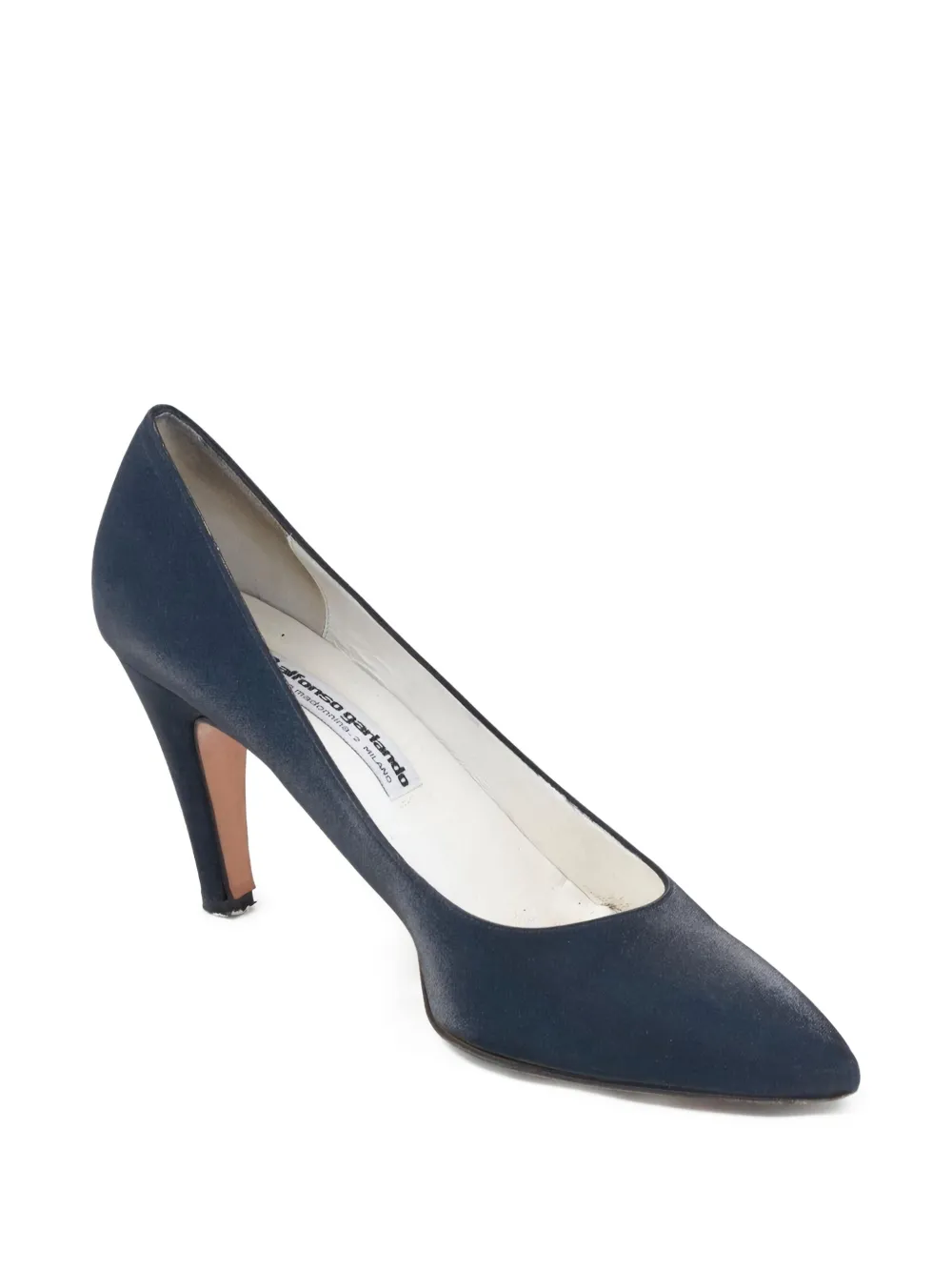 Garlando pre-owned 80mm pointed-toe satin pumps | Blue | Image 1
