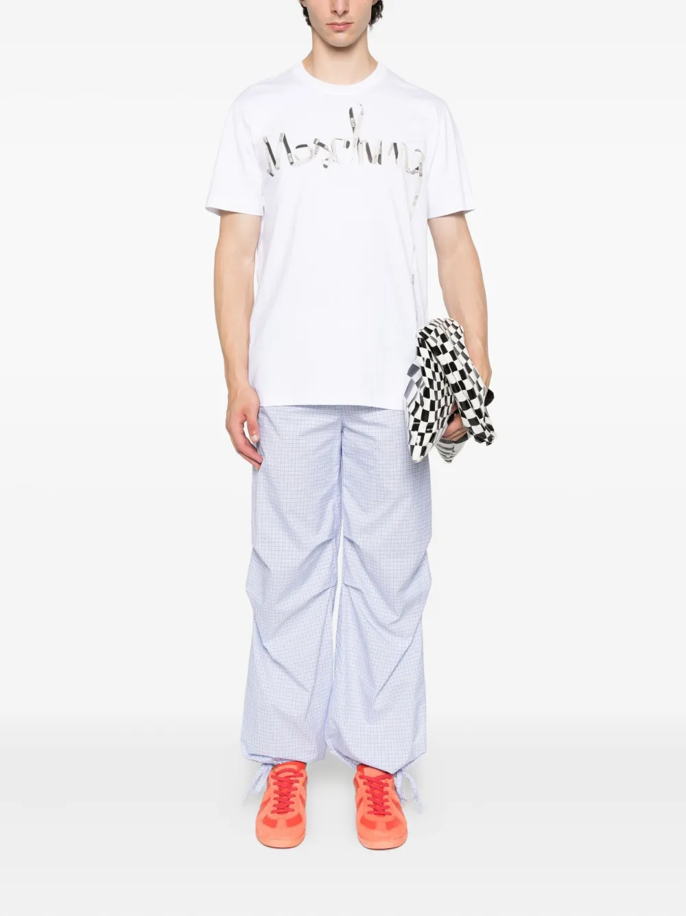 Moschino ribbon-logo print cotton T-shirt Wit