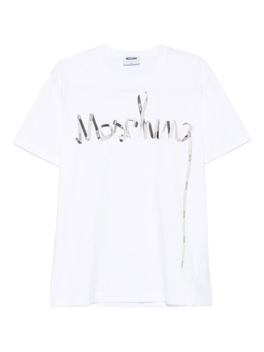 Moschino ribbon-logo print cotton T-shirt Wit