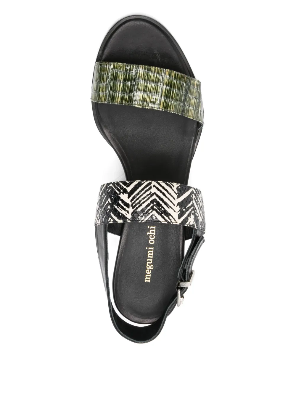 Megumi Ochi patterned-strap block-heel sandals Black