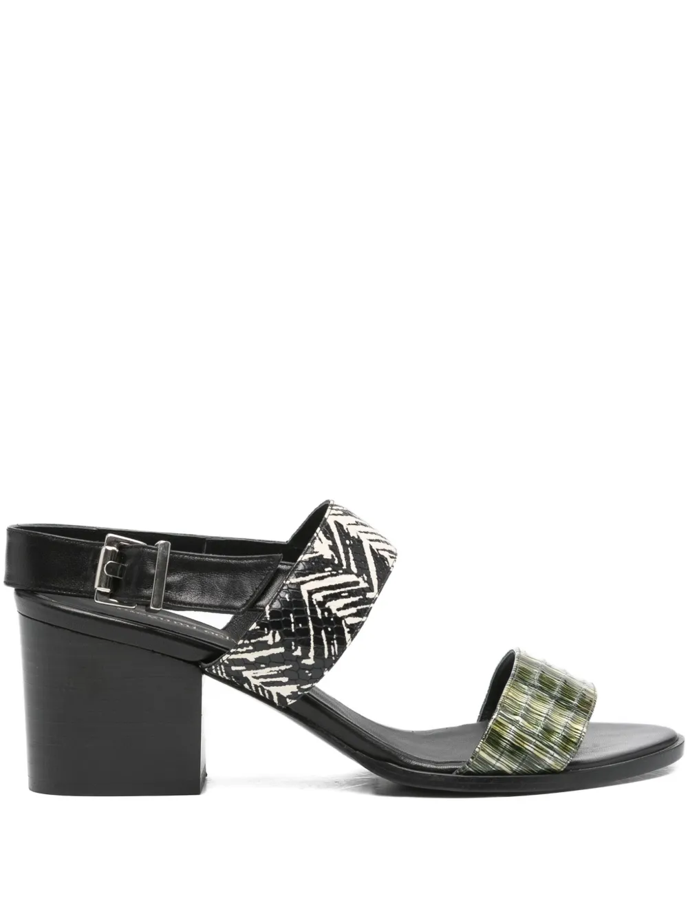 Megumi Ochi patterned-strap block-heel sandals Black