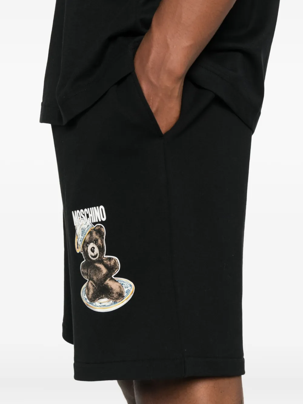 Moschino teddy-print shorts Zwart