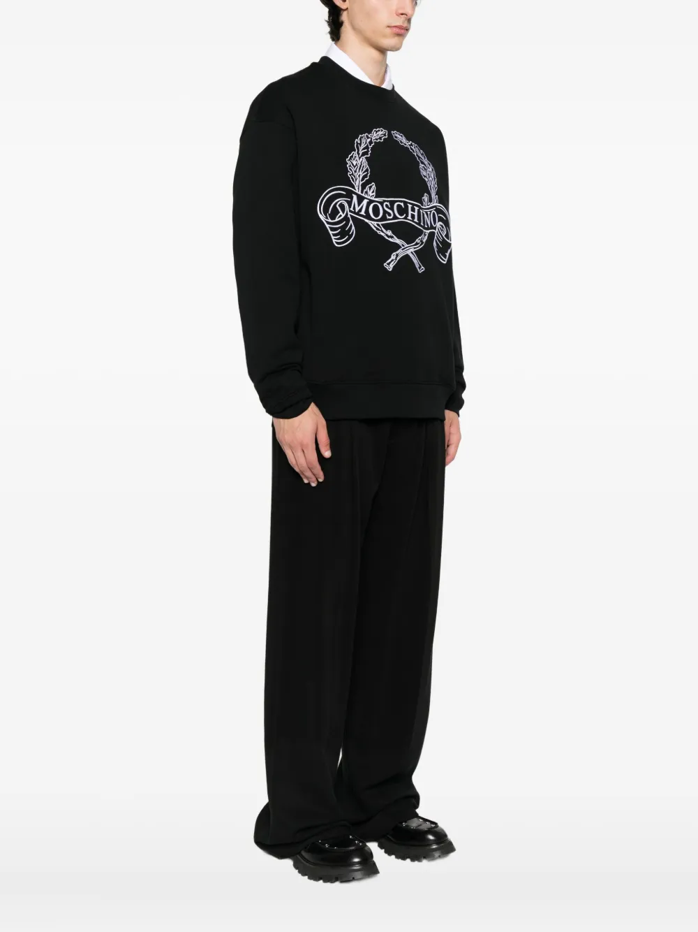 Moschino Laurel Crown logo embroidered sweatshirt Zwart