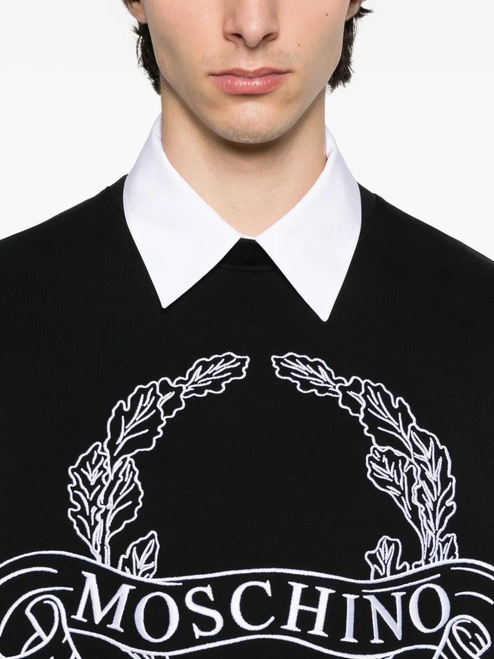 Moschino Laurel Crown logo embroidered sweatshirt Zwart