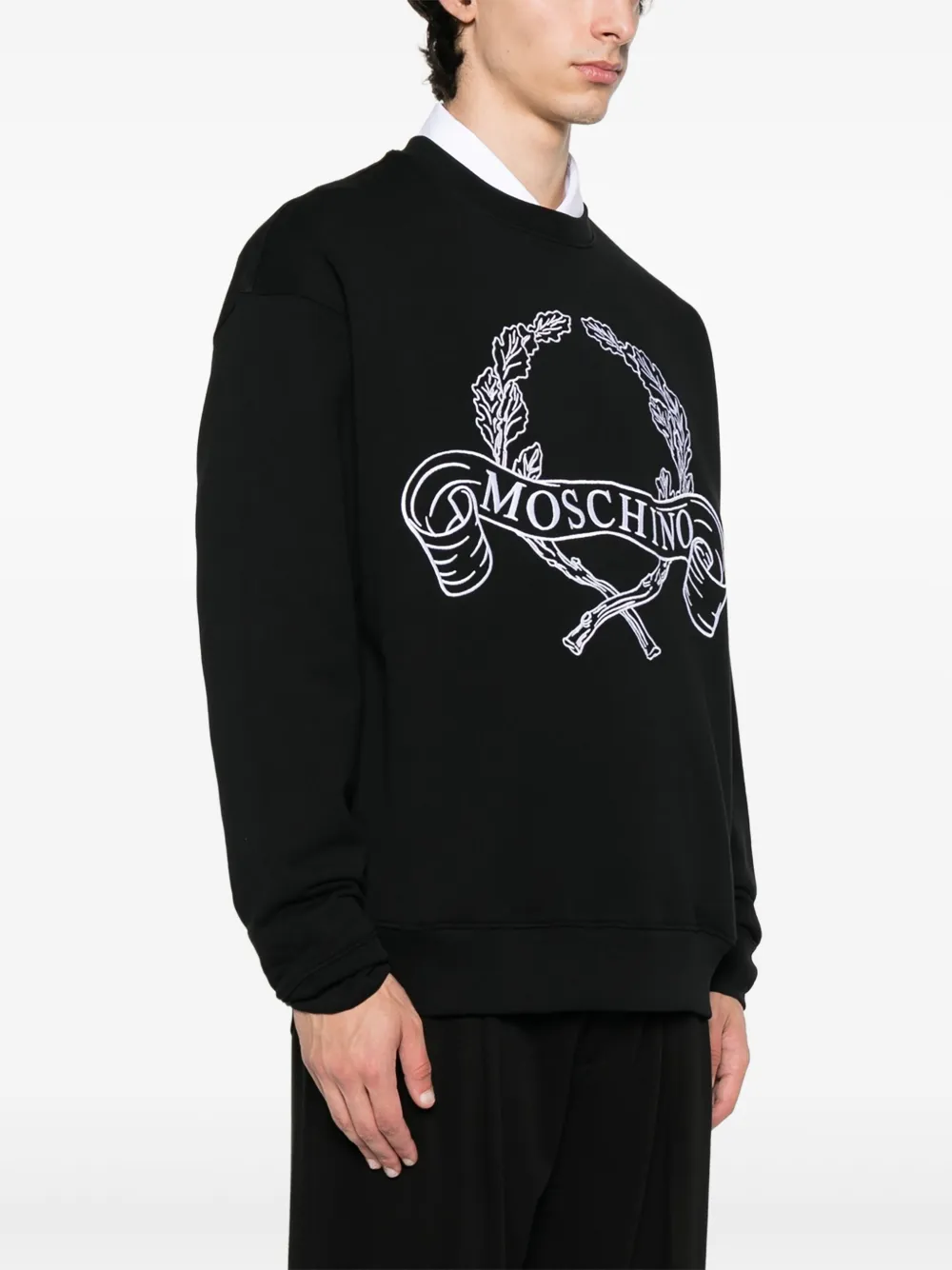 Moschino ブラック Laurel Crown ロゴ スウェットシャツ Moschino Laurel Crown スウェットシャツ | ブラック | FARFETCH JP