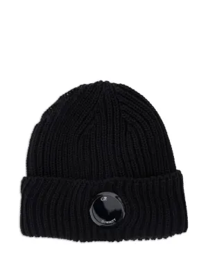 C.P. Company Goggle-lens Ribbed Beanie | Black | FARFETCH