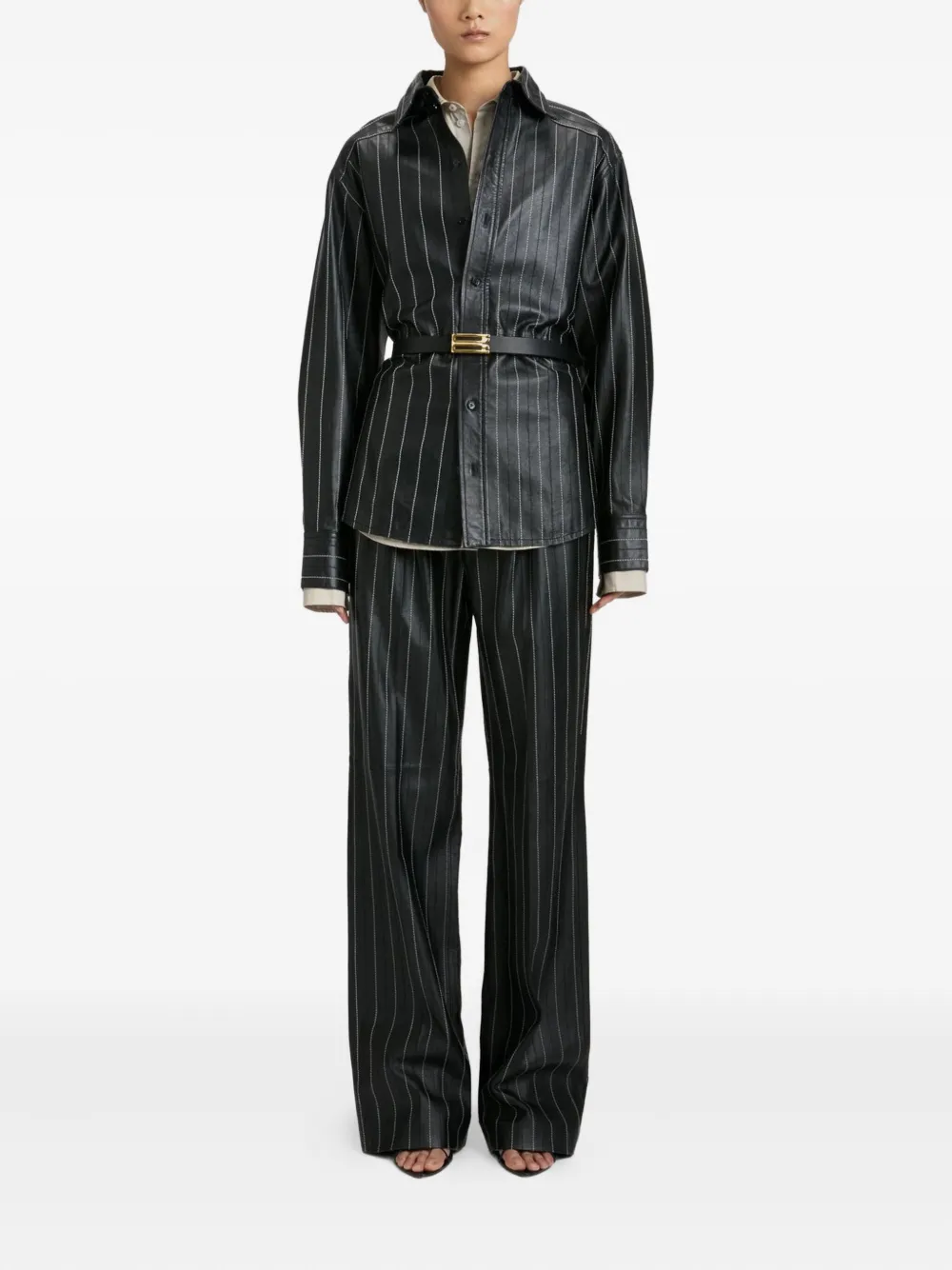 Victoria Beckham striped-pattern shirt Zwart
