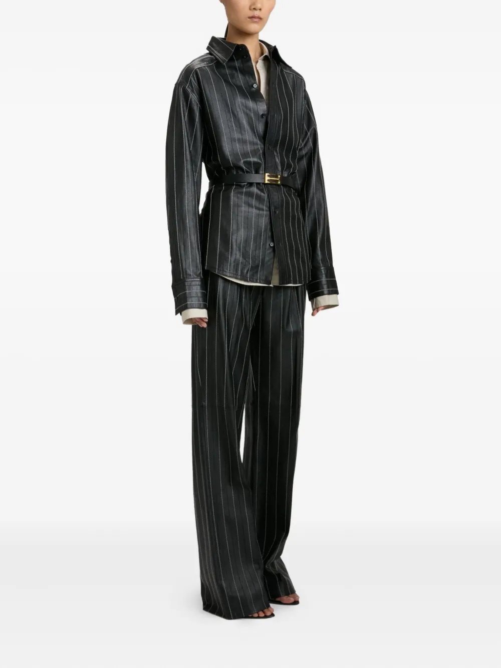 Victoria Beckham striped-pattern shirt Zwart