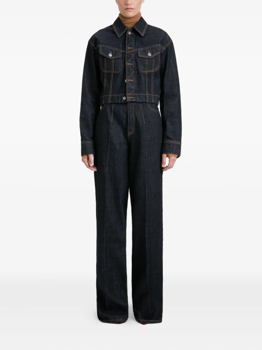Victoria Beckham button-fastening denim jacket Blauw