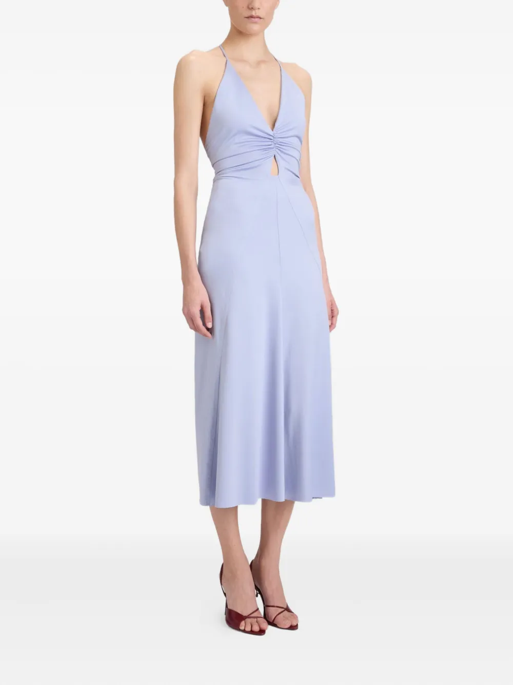 Victoria Beckham Midi-jurk met ruches Blauw
