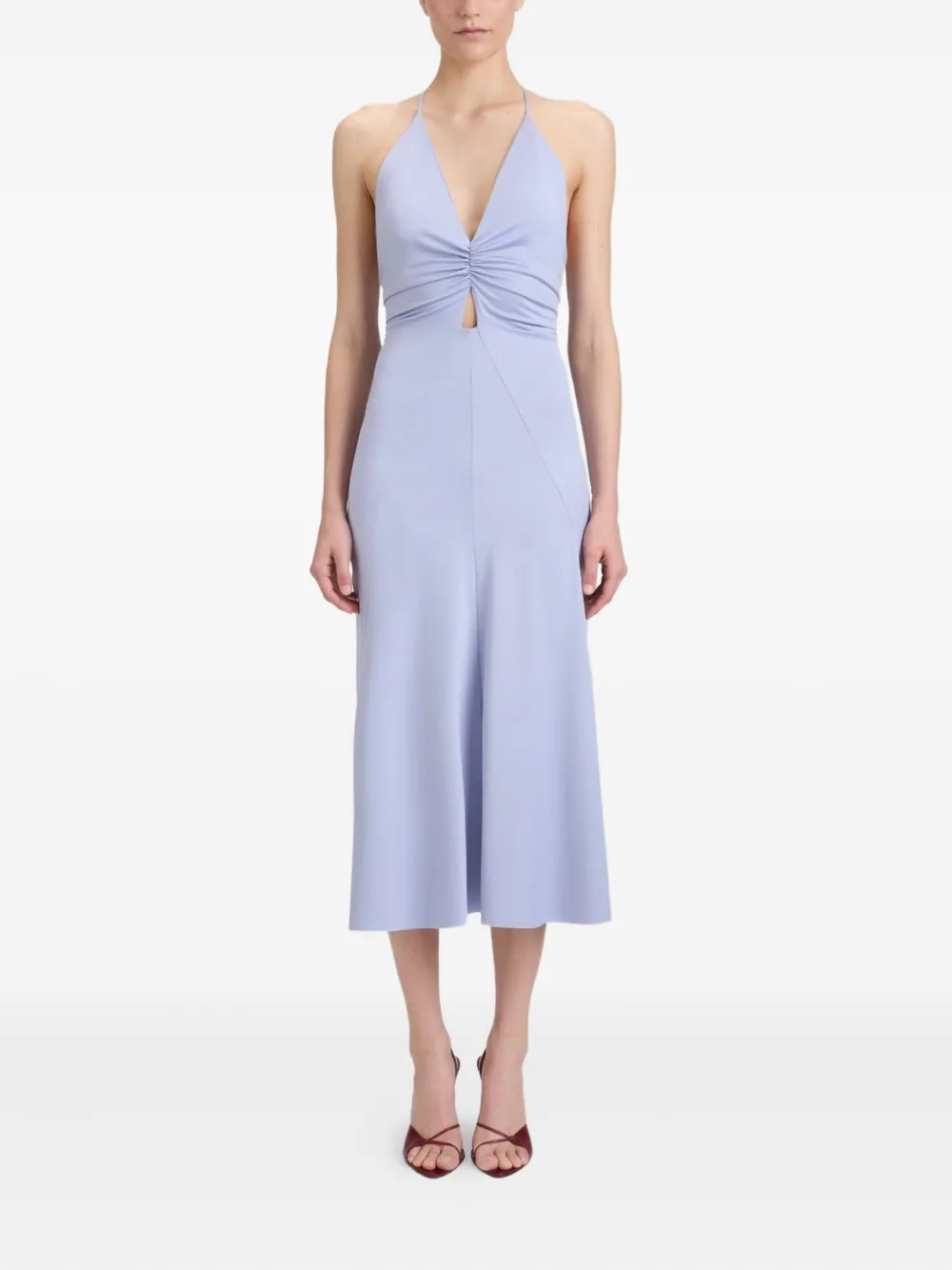 Victoria Beckham Midi-jurk met ruches Blauw