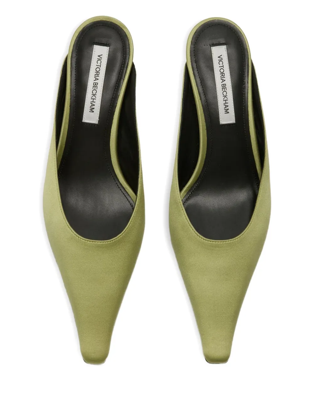 Victoria Beckham 45mm Sloan pointed-toe satin mules Groen