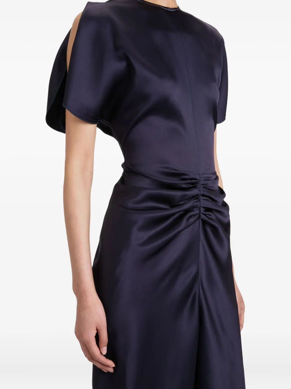 Victoria Beckham Midi-jurk met gesmockte taille Blauw