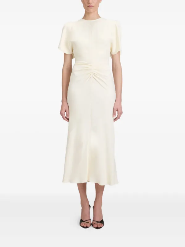 送料込/関税込■Victoria Beckham■ギャザーミディドレス Victoria Beckham ギャザーウエスト ミディドレス