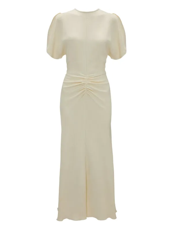 送料込/関税込■Victoria Beckham■ギャザーミディドレス Victoria Beckham ギャザーウエスト ミディドレス
