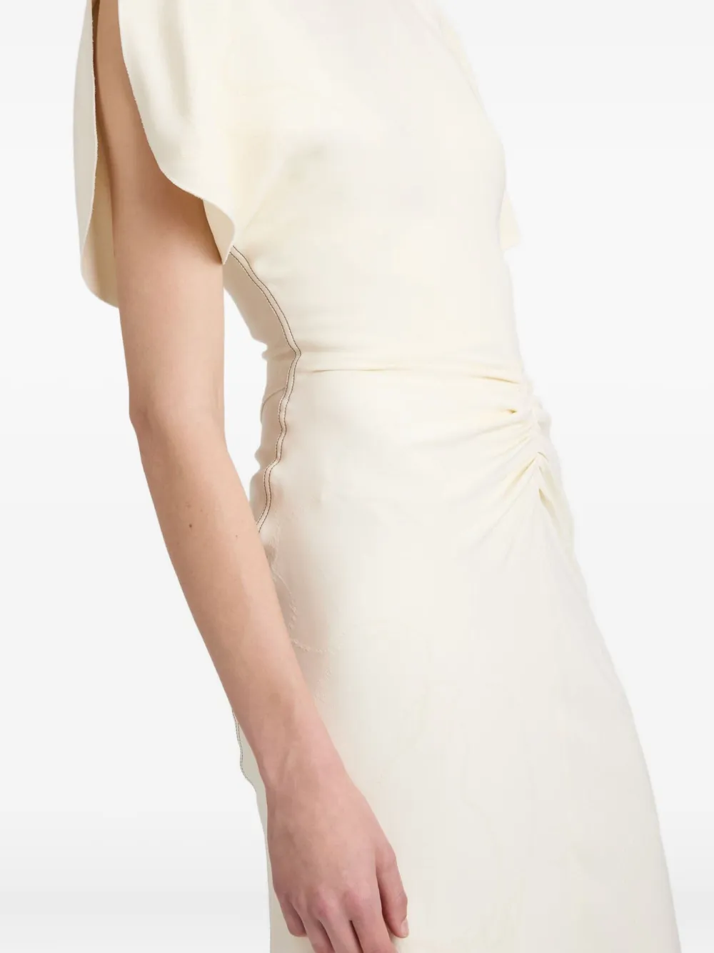 Victoria Beckham Midi-jurk met gesmockte taille Beige
