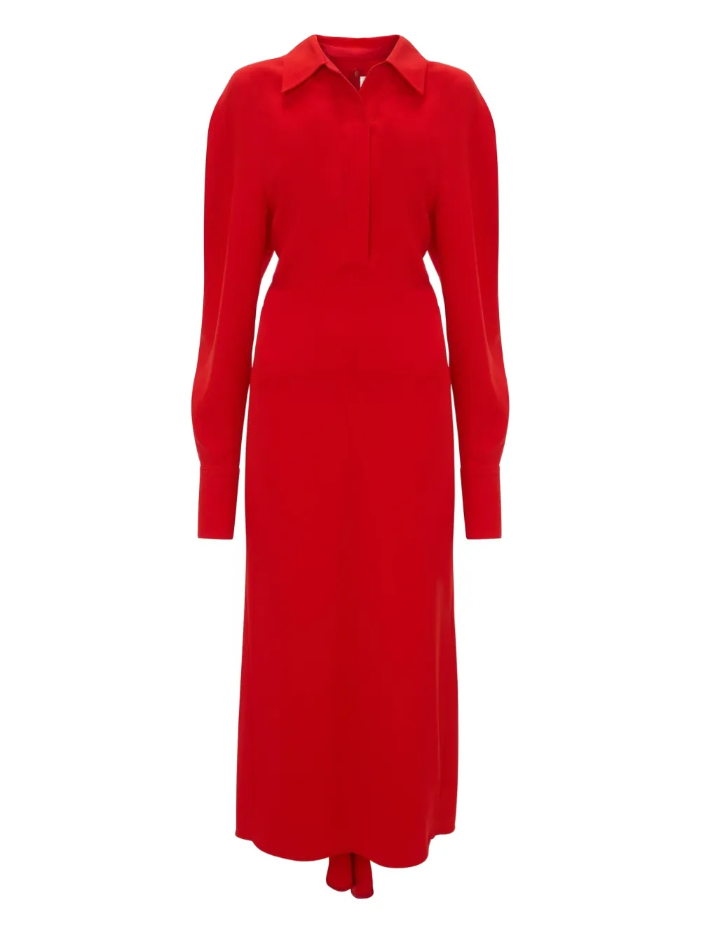 Victoria Beckham long-sleeve polo-collar midi dress Rood