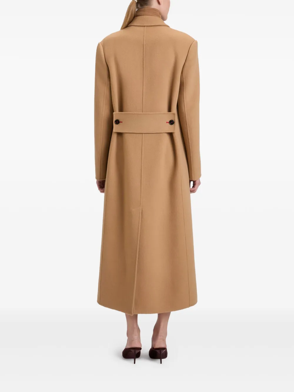Victoria Beckham Wollen jas met dubbele rij knopen Bruin