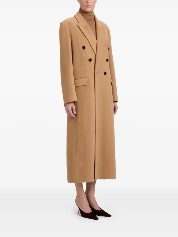 コート VICTORIA BECKHAM BROWN DOUBLE-BREASTED COAT Victoria Beckham Brown double-breasted coat in wool and