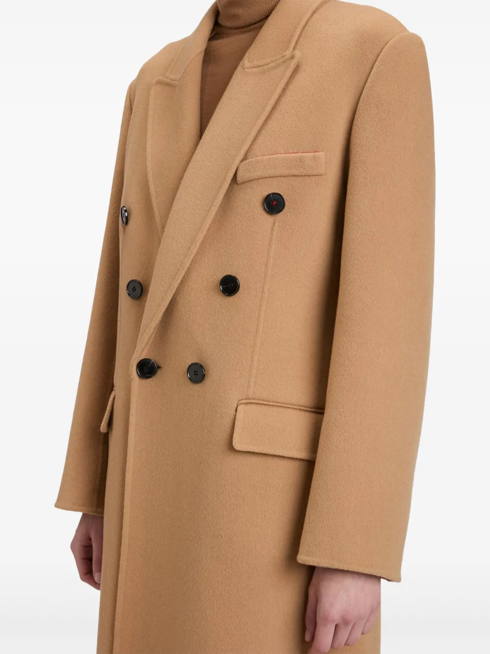 Victoria Beckham Wollen jas met dubbele rij knopen Bruin
