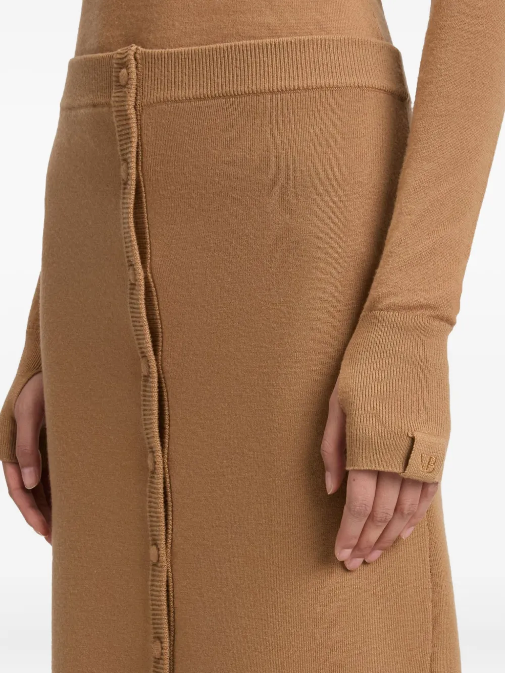 Victoria Beckham Midi-rok met knoopdetail Bruin