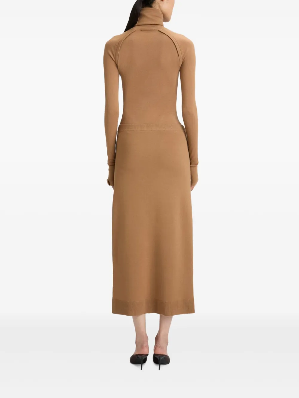 Victoria Beckham Midi-rok met knoopdetail Bruin