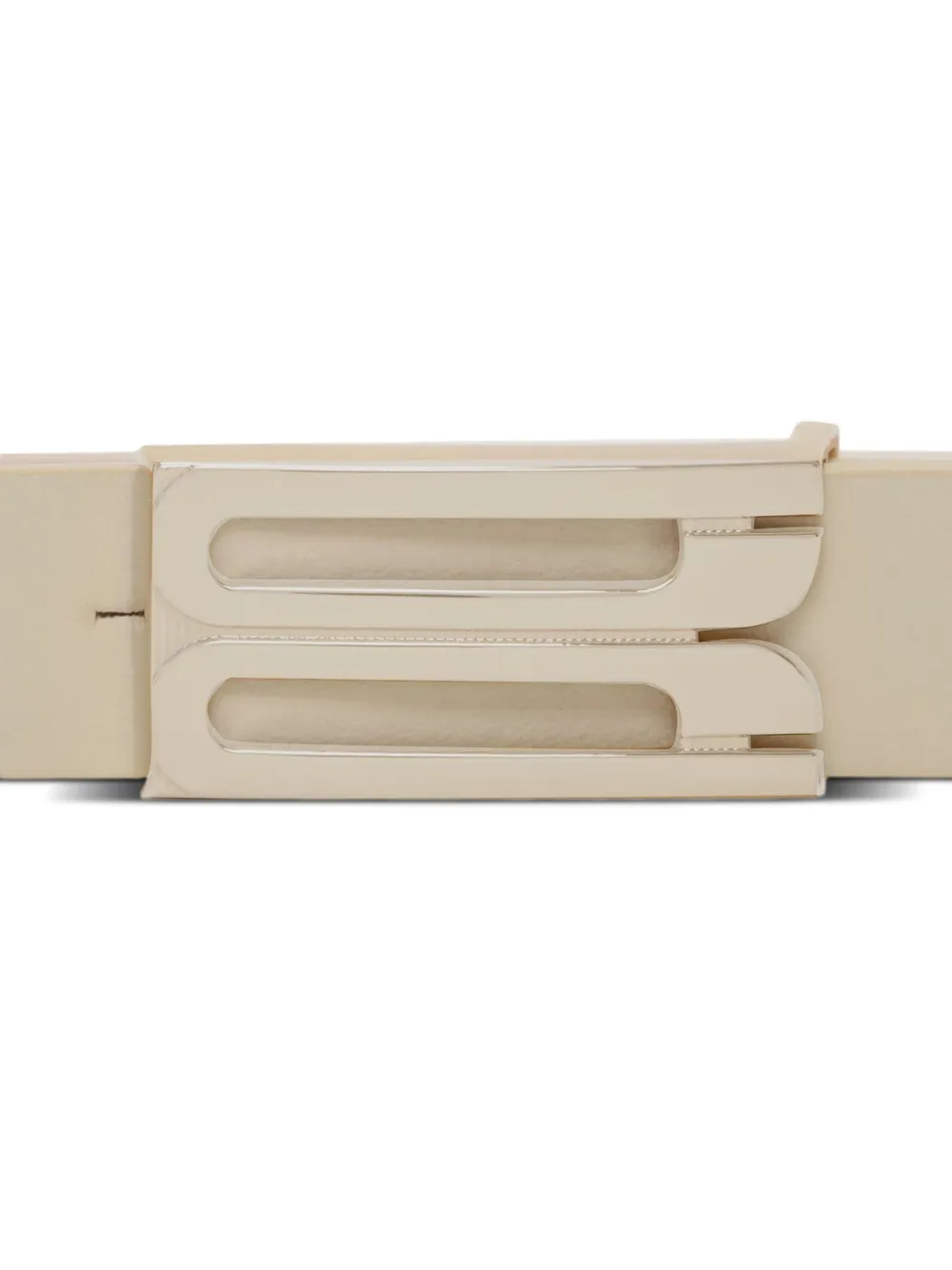 Victoria Beckham Leren riem met logogesp Beige