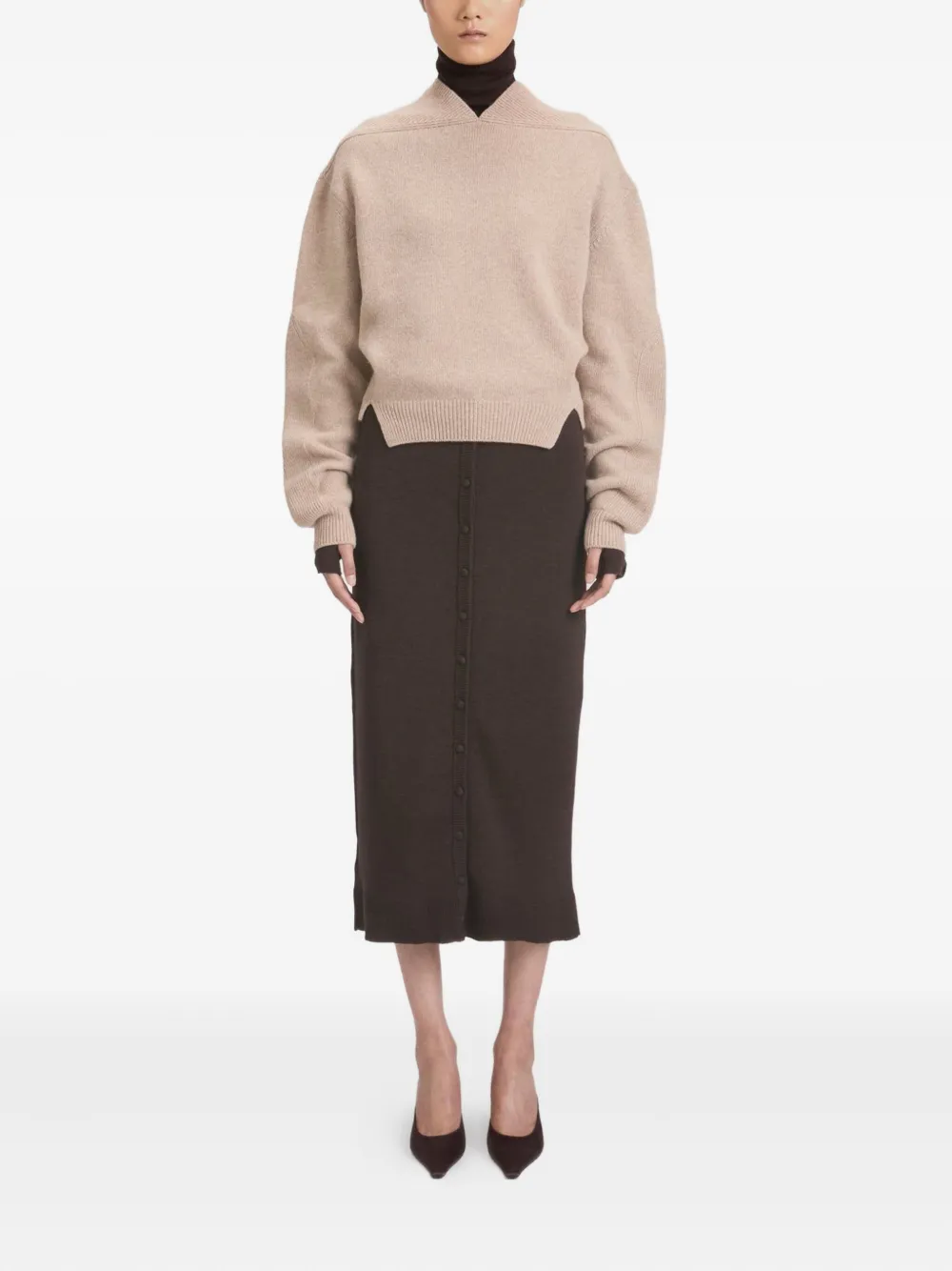 Victoria Beckham Trui met V-hals Beige