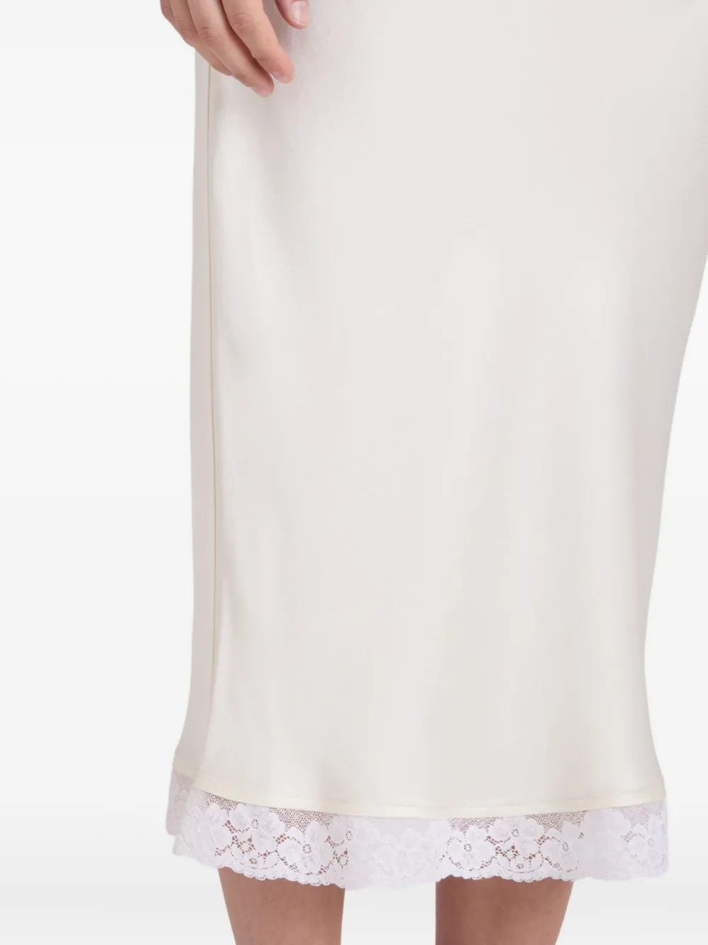 Victoria Beckham Lace Trim Slip midi skirt Wit