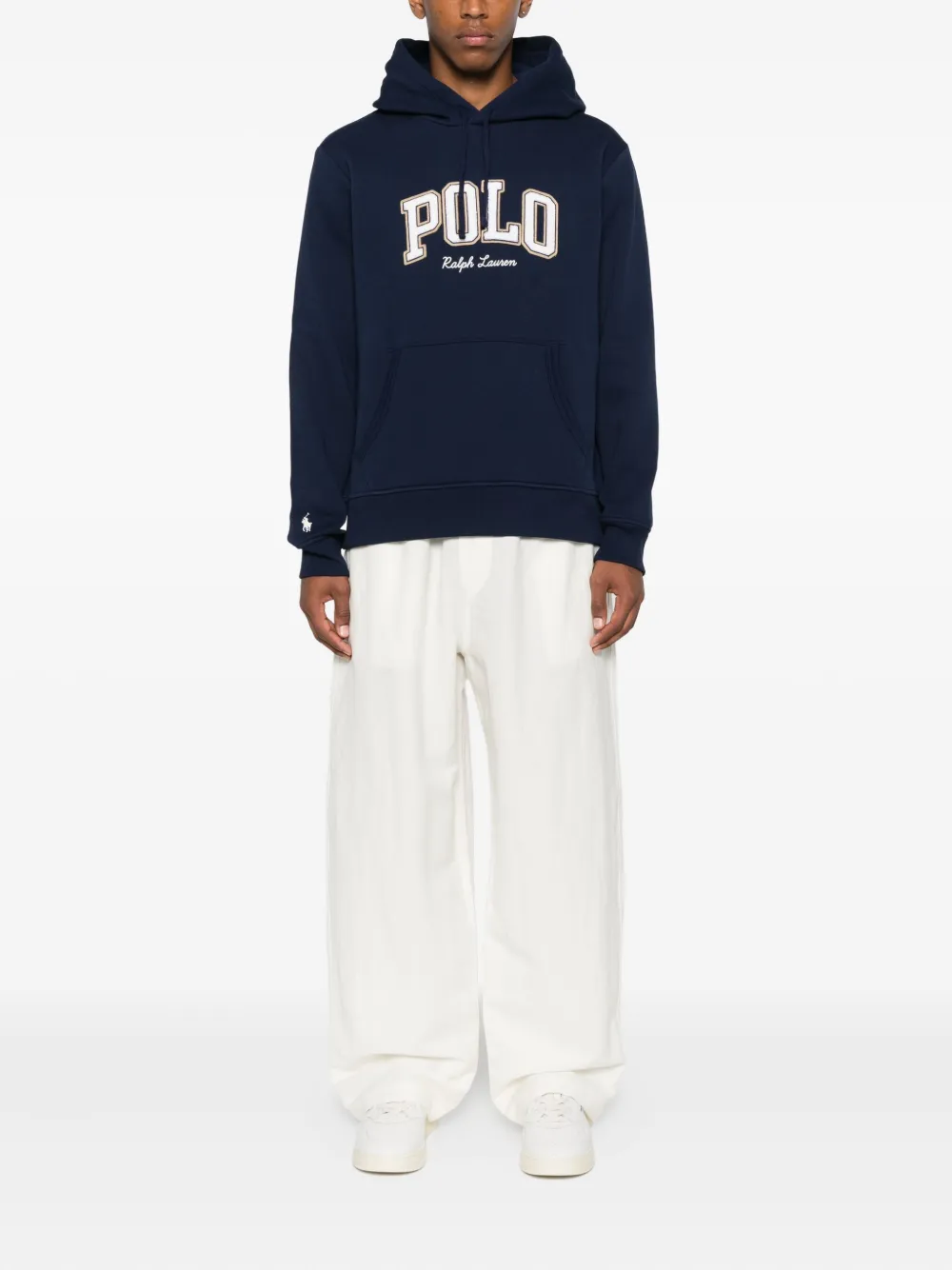 Polo Ralph Lauren logo-embroidered hoodie Blauw