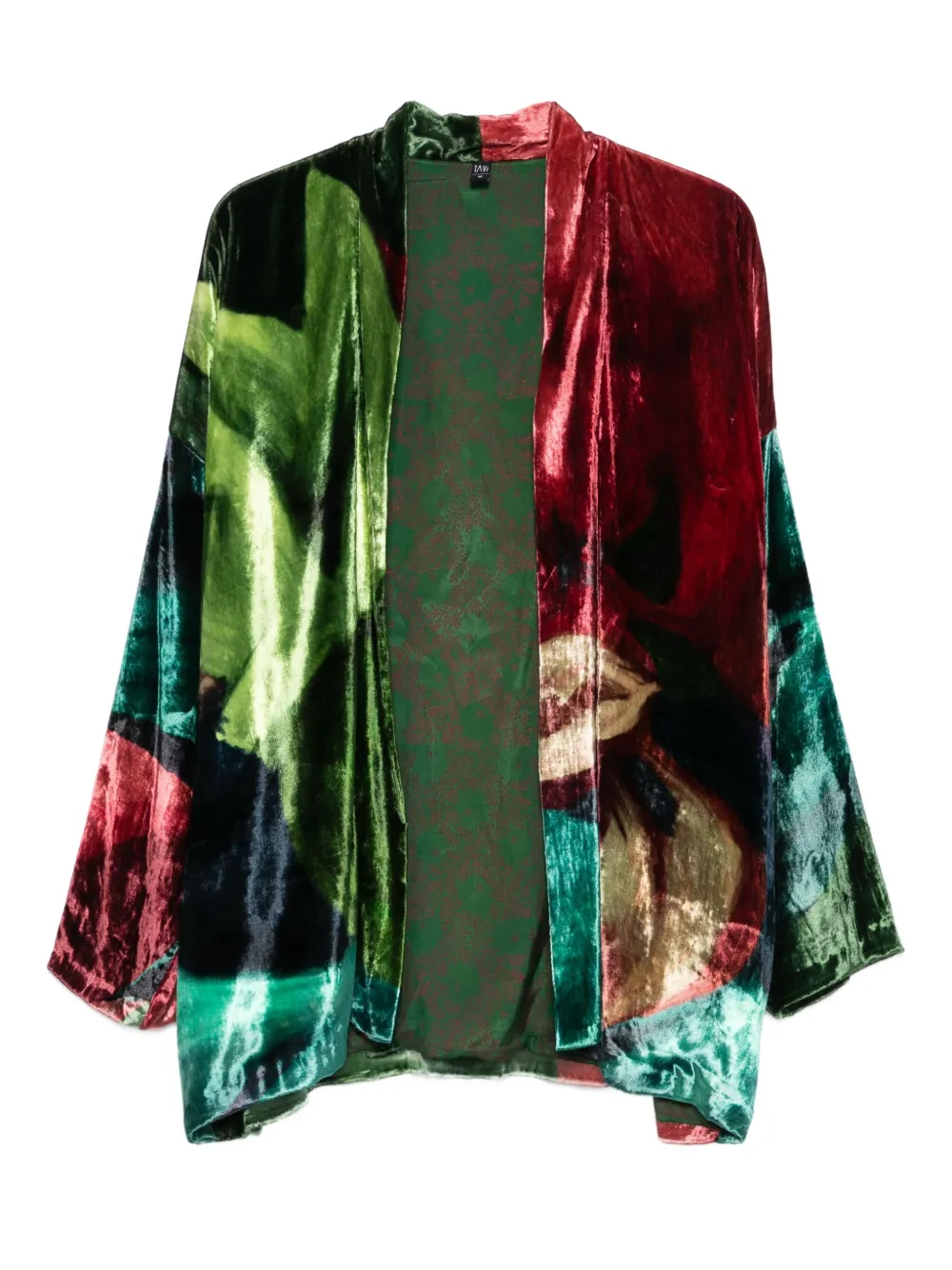 YAVI abstract-print velvet jacket | Green | Image 1