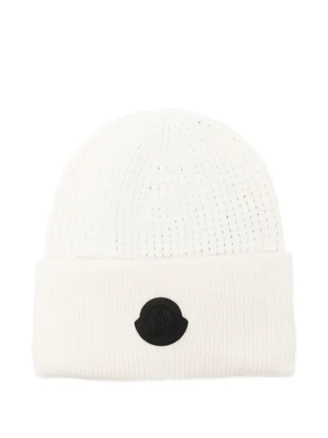 Moncler logo-patch waffle-knit beanie