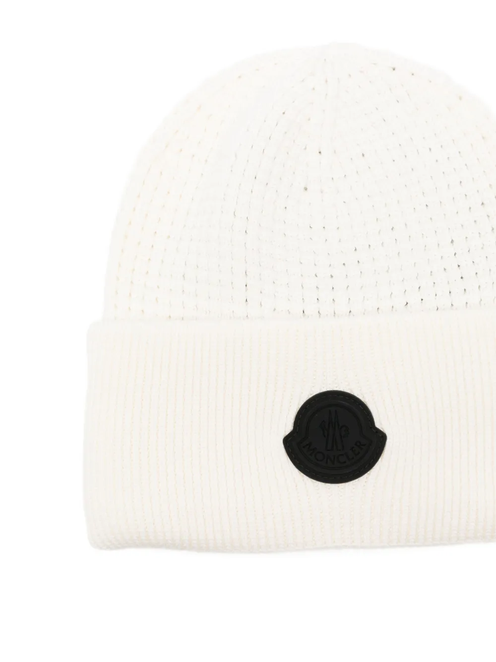 Moncler logo-patch waffle-knit beanie | Image 2