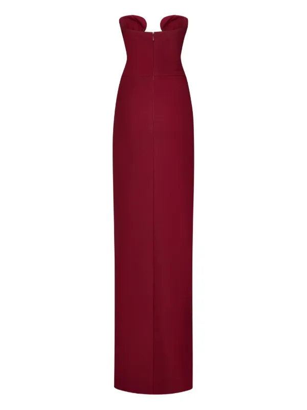 open lace back dress Nensi Dojaka Draped Shoulder Ruched Midi Dress Burgundy 40