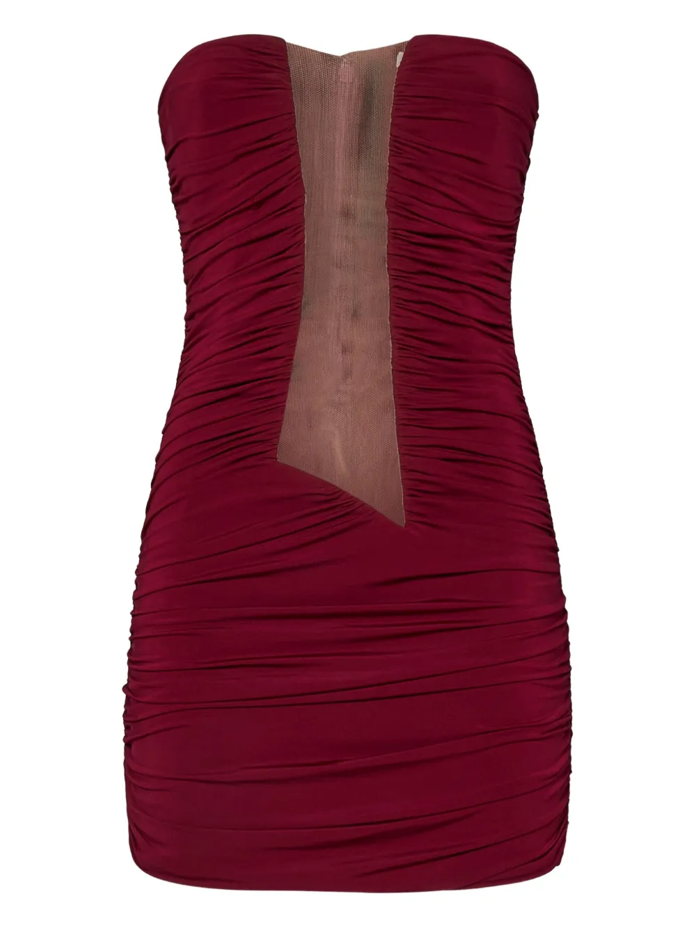 Nensi Dojaka draped mesh-panel mini dress - レッド Nensi Dojaka draped mesh-panel mini dress - レッド