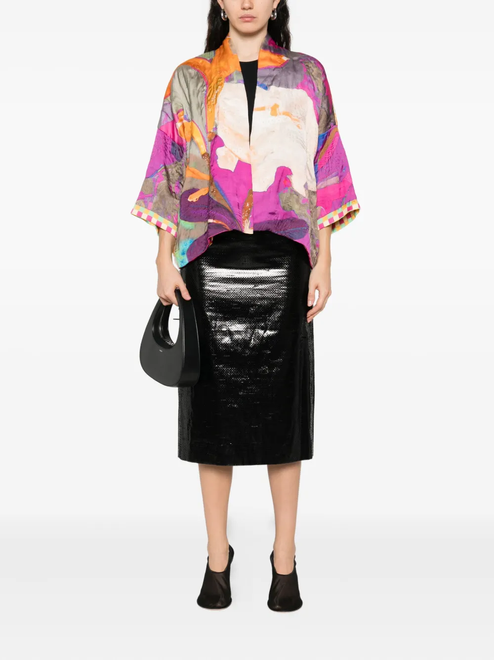 YAVI abstract-print silk jacket | Oversized Jackets | Image 2