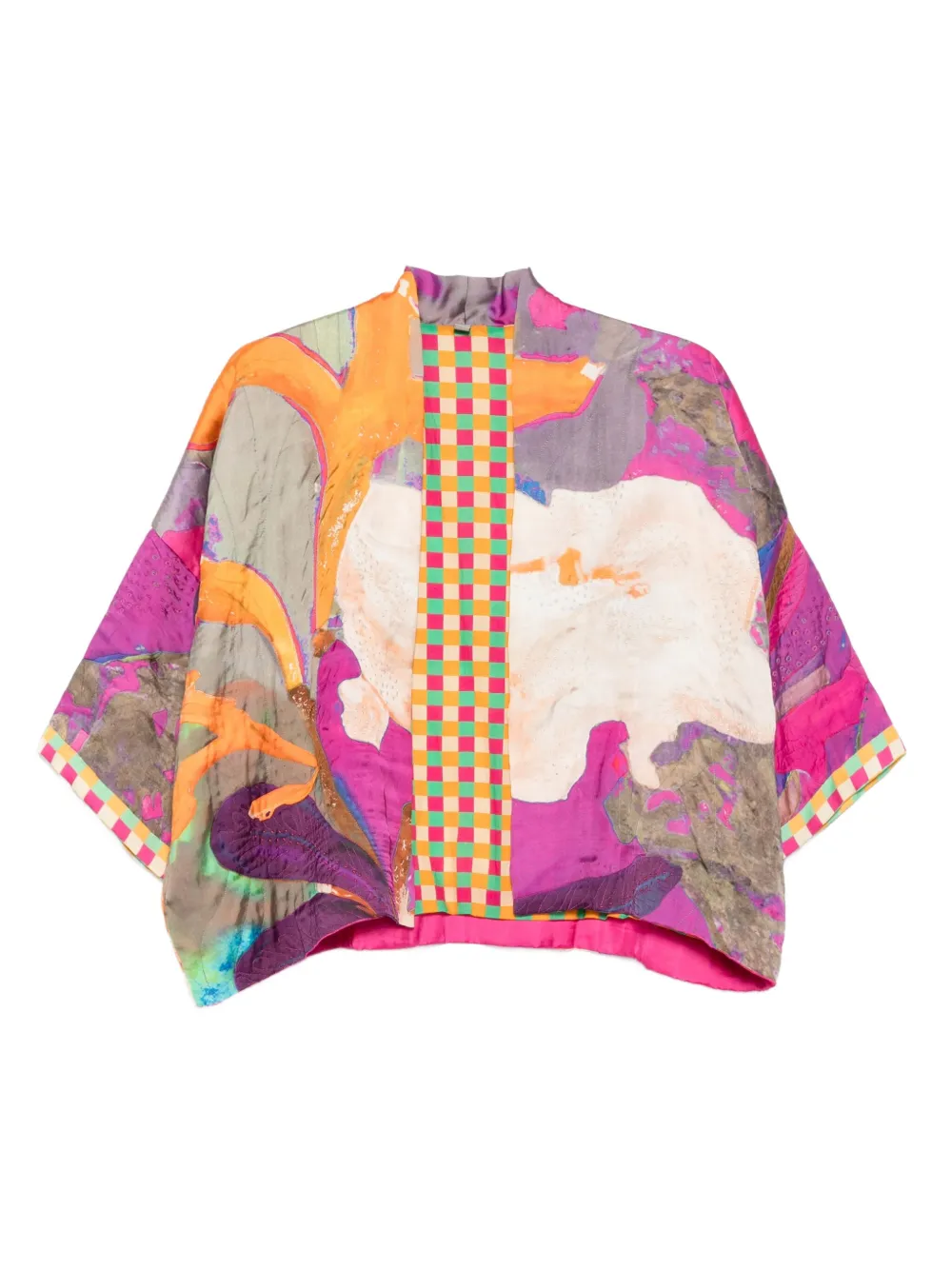 YAVI abstract-print silk jacket | Orange | Image 1
