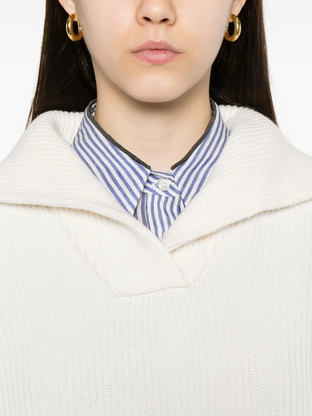 Brunello Cucinelli ribbed-knit sweater Wit