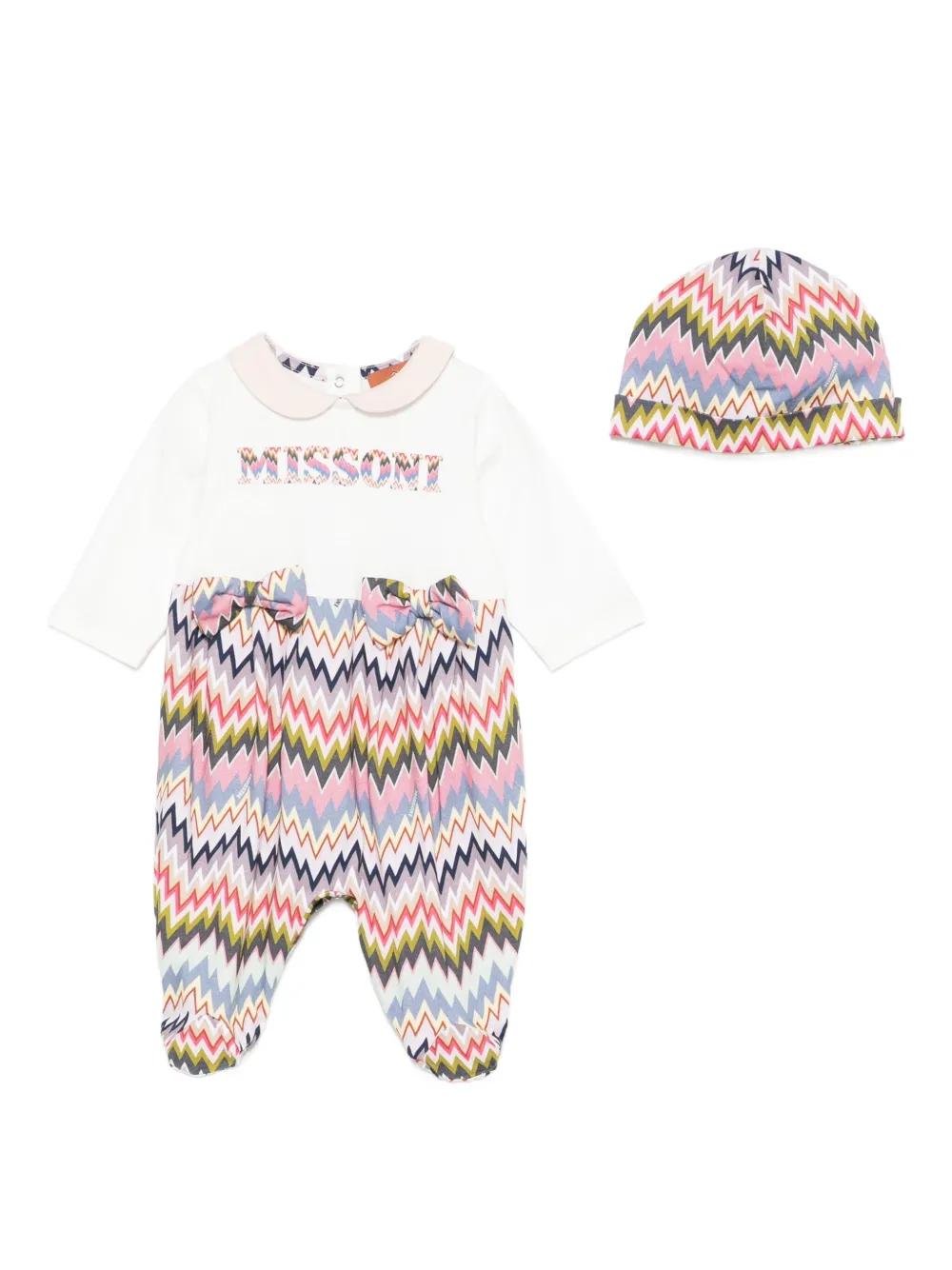 Missoni Kids Twee rompers met zigzag-print Roze