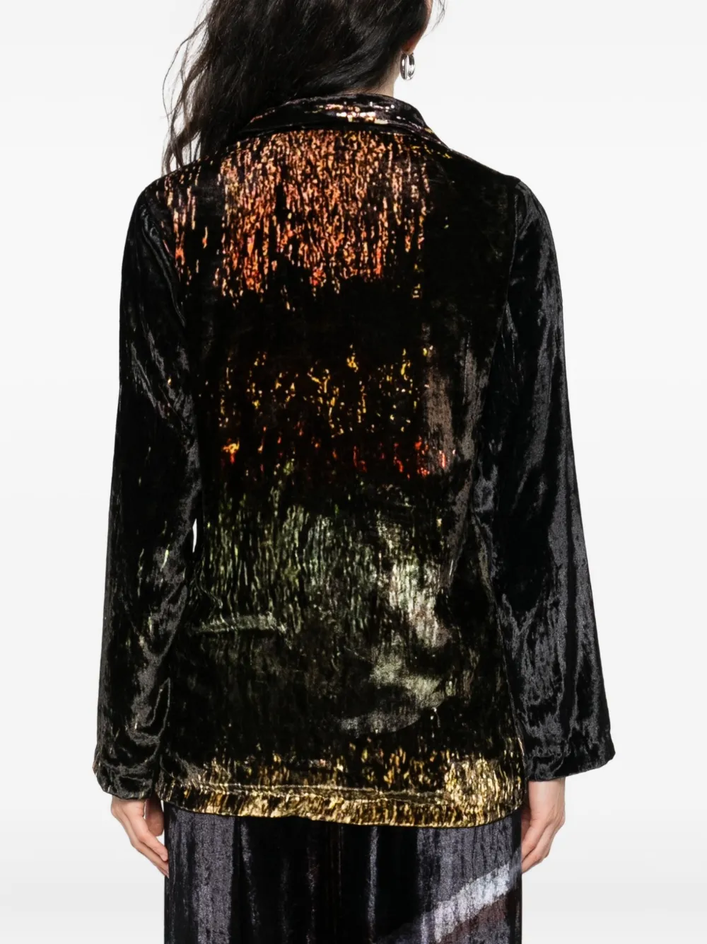 Yavi Metallic-effect Silk Velvet Jacket In Black