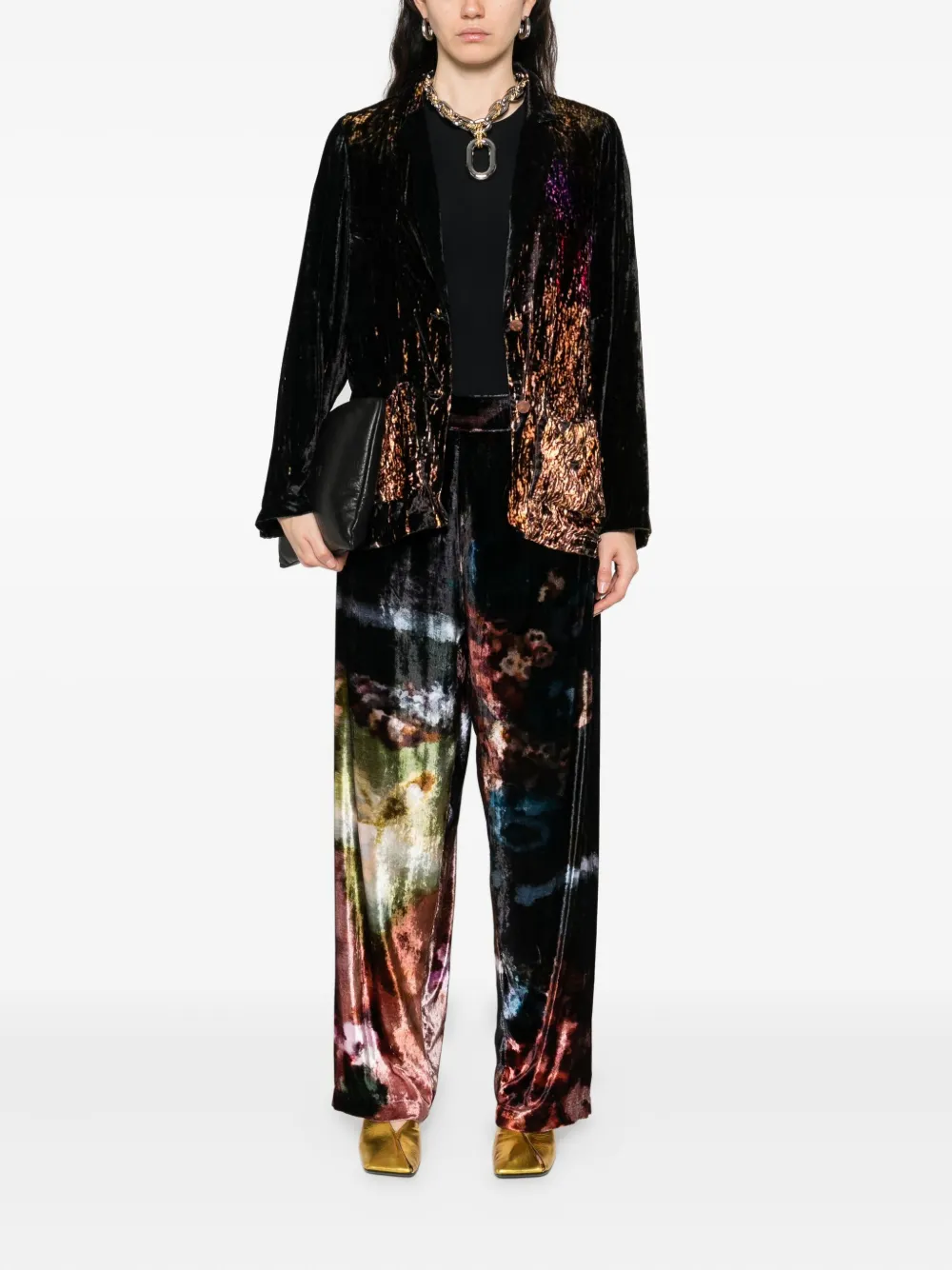 YAVI metallic-effect silk velvet jacket | Fitted Jackets | Image 2