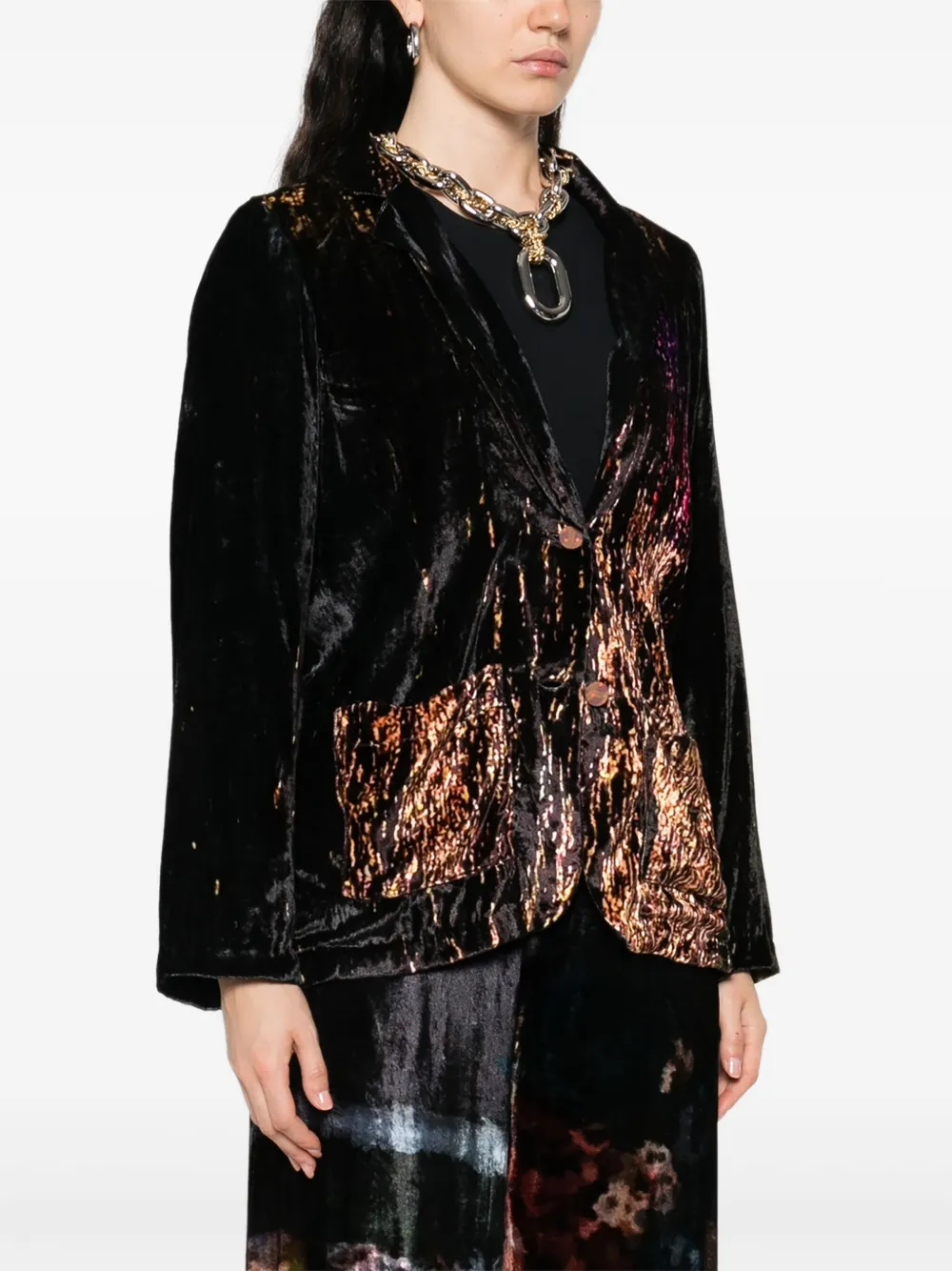 Yavi Metallic-effect Silk Velvet Jacket In Black