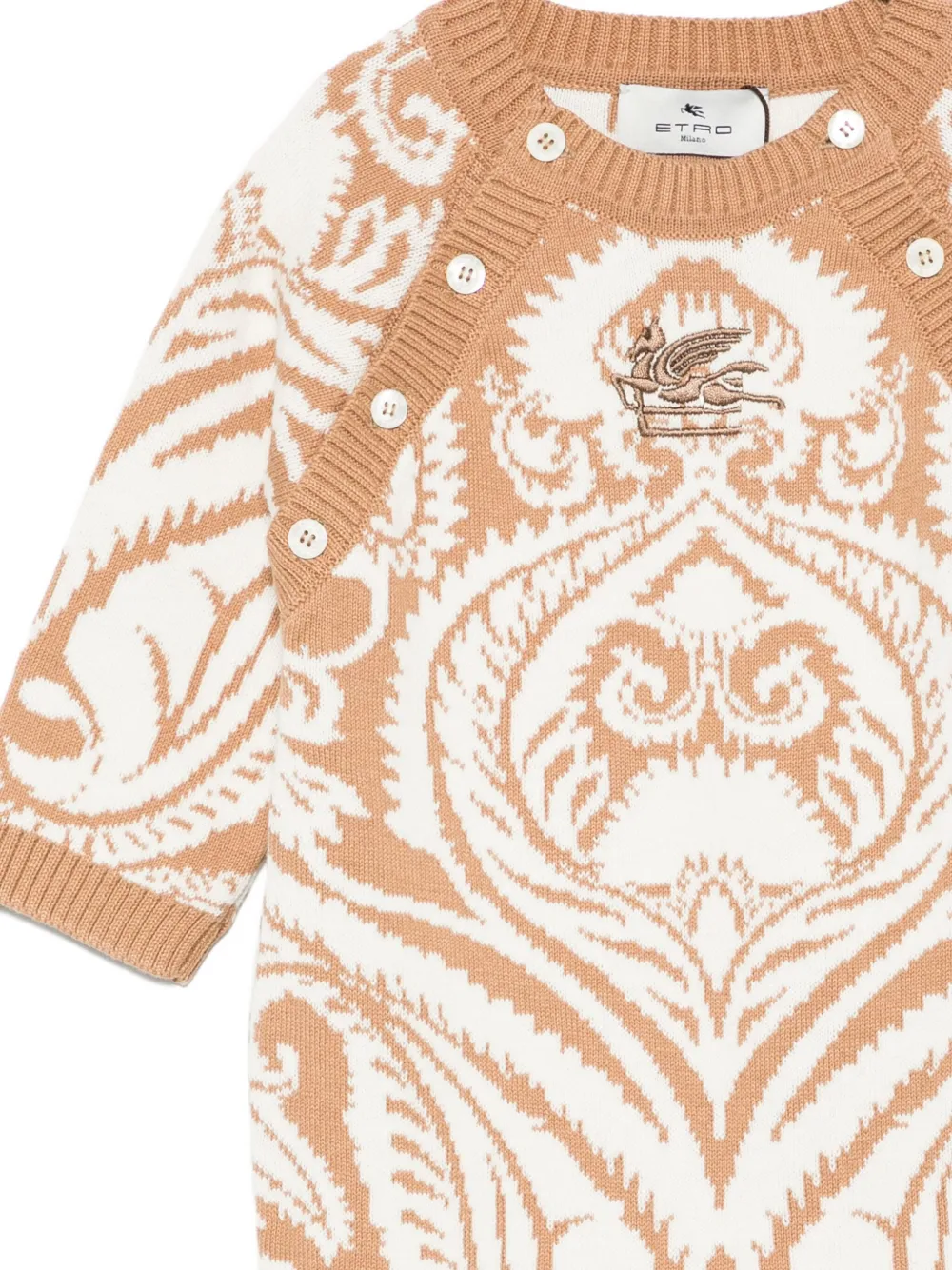 ETRO KIDS Twee gebreide rompers met damask-patroon Beige
