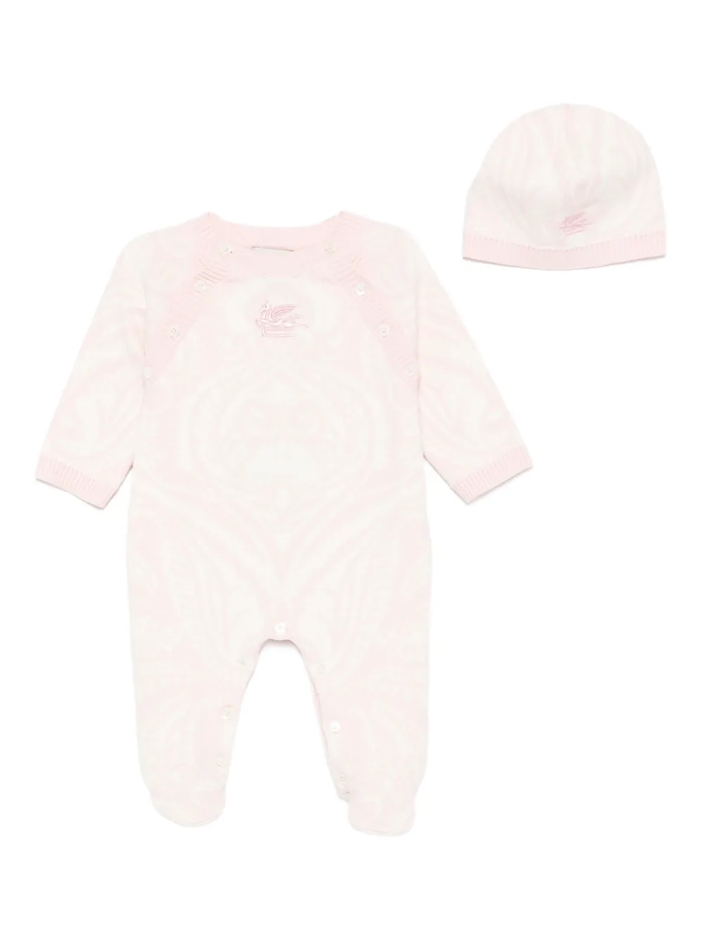ETRO KIDS Twee rompers met knoopsluiting en zebraprint Roze