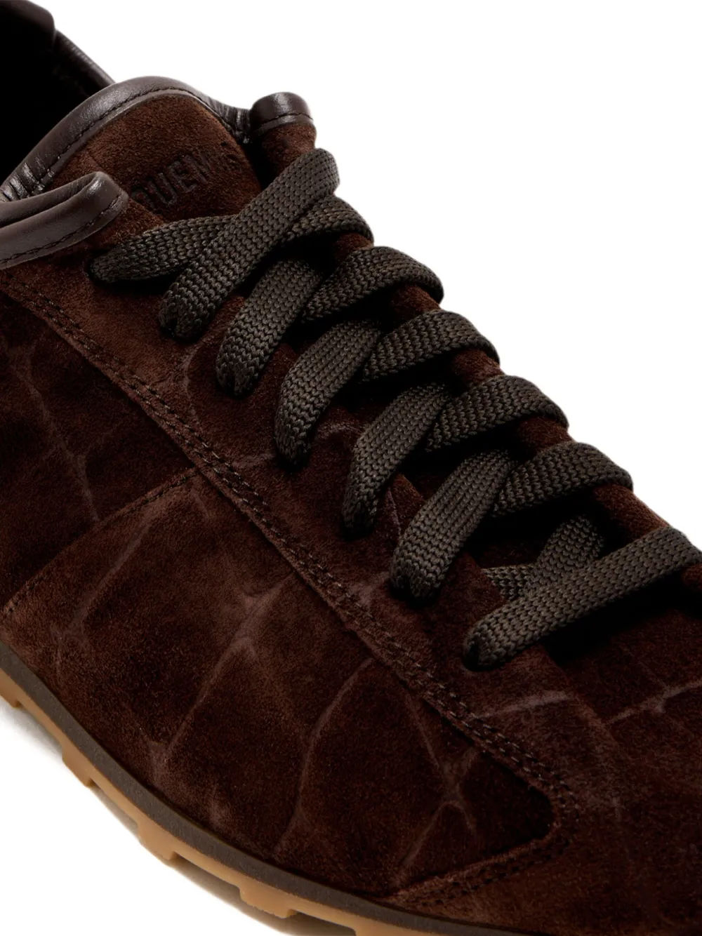 Jacquemus The Tennis Leather-trimmed Croc-effect Suede Sneakers In Brown