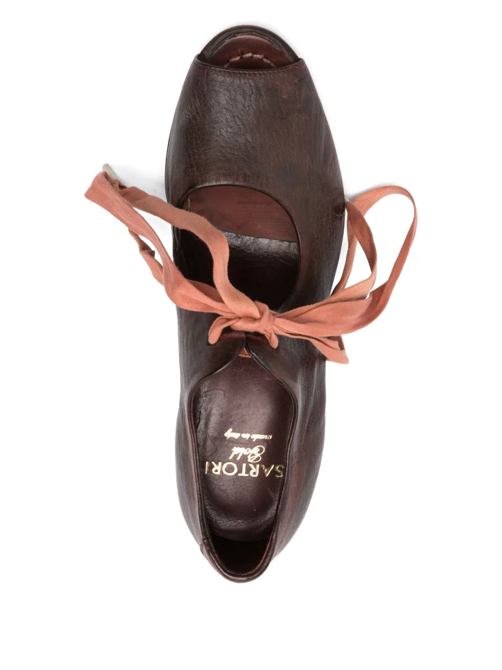 Sartori Gold 70mm laced peep-toe pumps Brown