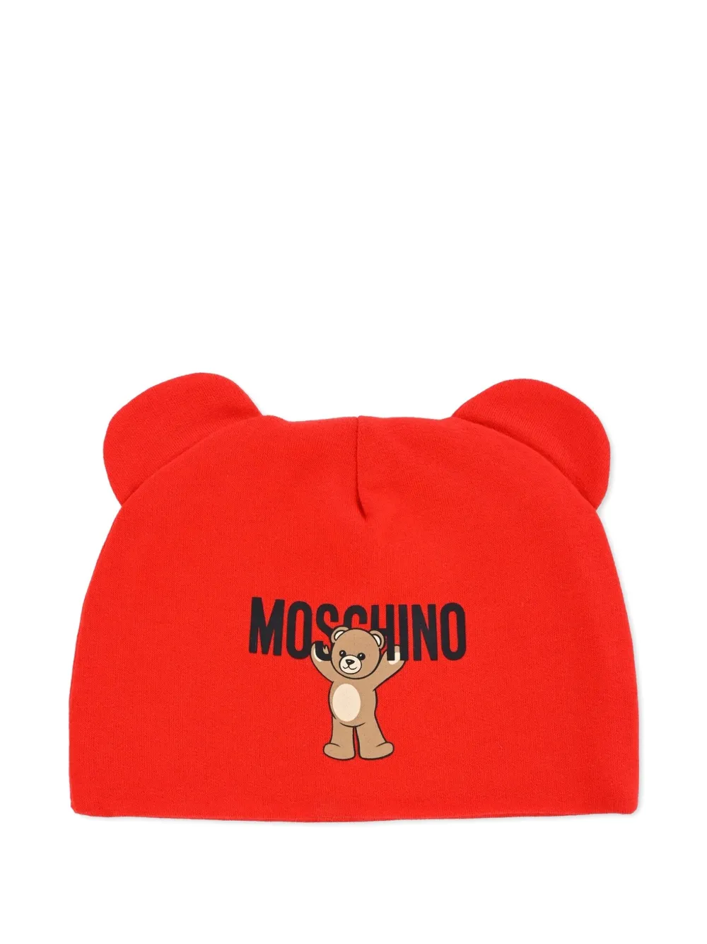 Moschino Kids teddy-print ear-flap hat | Red | Image 1