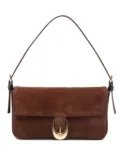 STAUD Harlow buckled suede shoulder bag - Brown
