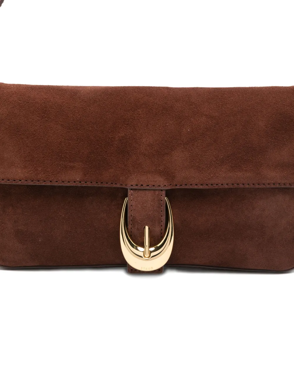 STAUD Harlow buckled suede shoulder bag Bruin
